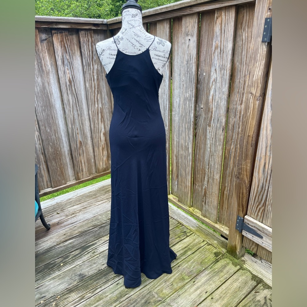 Elegant Navy Blue Evening Dress Floor Length - Picture 6 of 9